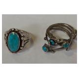 Q - TWO STERLING SILVER & STONE RINGS (W26)