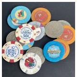 HUGE LOT OF VINTAGE CASINO TOKENS & CHIPS