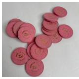 HUGE LOT OF VINTAGE PIONEER CLUB 25ï¿½ CHIPS PINK