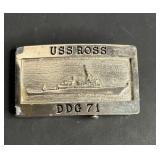 VINTAGE USS ROSS DDG 71 SAILORS BELT BUCKLE