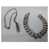 Q - TWO PIECES VINTAGE PEWTER COSTUME JEWELRY