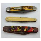 Q - THREE VINTAGE COLLECTIBLE POCKET KNIVES (W56)