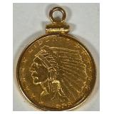 Q - INDIAN HEAD GOLD $2.5 COIN PENDANT (W15)