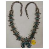 Q - VINTAGE STERLING SILVER & STONE NECKLACE
