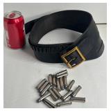 LARGE THICK LEATHER GUN BELT WITH BULLETS