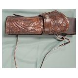 777 - VINTAGE HAND TOOLED LEATHER GUN HOLSTER