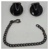 Q - STERLING SILVER CUFFLINKS & BRACELET (W90)