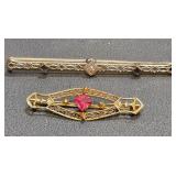 Q - TWO 10K GOLD BROOCHES (J29)