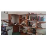 Q - CORNER COMPUTER DESK, SHELVING & CONTENTS (N10