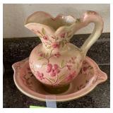 Q - VINTAGE HAND-PAINTED PITCHER & BASIN (K76)