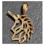 Q - 14K GOLD UNICORNPENDANT (J24)