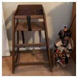 S2 - WOODEN HIGH CHAIR, COLLECTIBLE DOLL (A5)