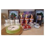 S2 - RAE DUNN UTENSIL HOLDER, CANISTERS, CLOCK