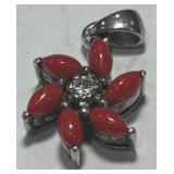 STERLING SILVER CORAL PENDANT 3.5 GRS