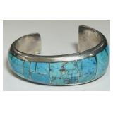 STERLING SILVER TURQUOISE CUFF BRACELET 68.1 GRS