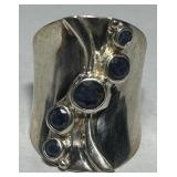 STERLING SILVER GEMSTONE RING 7.40GRS