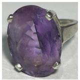 STERLING SILVER AMETHYST RING 11.00GRS