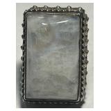 STERLING SILVER RECTANGULAR MOONSTONE RING 23.2 GR