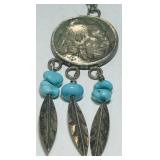 STERLING SILVER BUFFALO NICKEL COIN NECKLACE  9 GS