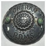 STERLING SILVER CONCHO BROOCH SIGNED JMZ  25.7 GRS