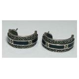STERLING SILVER MARCASIYE & ONYX EARRINGS 7.80GRS