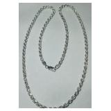 STERLING SILVER 28.60GRS 24INCH ROPE CHAIN