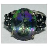 STERLING SILVER MYSTIC TOPAZ RING 6.90GRS