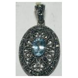 STERLING SILVER MARCASITE & TOPAZ PENDANT 2.70GRS