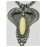 STERLING SILVER PITAED  ALLEY NECKLACE 32.3 GRS
