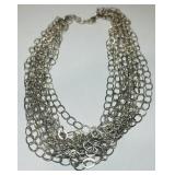 STERLING SILVER 10-STRAND UVAL LINK NECKLACE 49.2G