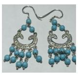 STERLING SILVER TURQUOISE EARRINGS 7.1 GRS