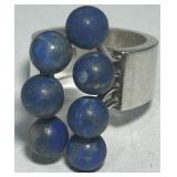 STERLING SILVER SIGNED LAPIS RING 10.7 GRS