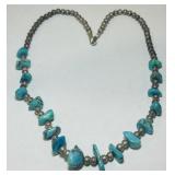 STERLING SILVER TURQUOISE NECKLACE 24.8 GRS