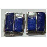 STERLING SILVER LAPIS CLIP EARRINGS 11.7 GRS