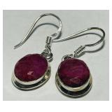 STERLING SILVER RUBY EARRINGS 4.50GRS