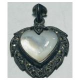 STERLING SILVER MOTHER OF OEARL/MARCASITE PENDANT