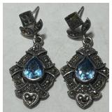 STERLING SILVER MARCASITE EARRINGS 6 GRS