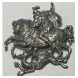 STERLING SILVER ST GEORGE  BROOCH 16.5 GRS