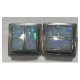 STERLING SILVER OPAL INLAYS EARRINGS 8.7 GRS