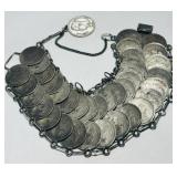 STERLING SILVER COIN BRACELET 53.8 GRS