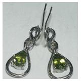 STERLING SILVER PERIDOT EARRINGS 4 GRS