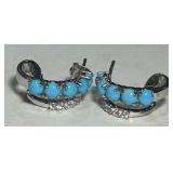 STERLING SILVER TURQUOISE EARRINGS 5.9 GRS