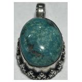STERLING SILVER TURQUOISE PENDANT 14.40GRS