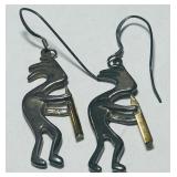 STERLING SILVER KOKOPELLI EARRINGS 6.3 GRS