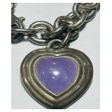 STERLING SILVER LAVENDER JADE BRACELET 31.40GRS
