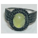STERLING SILVER OPAL & MARCASITE RING 4.30GRS