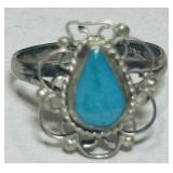 STERLING SILVER TURQUOISE RING 1.2 GRS