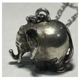 STERLING SILVER ELEPHANT PENDANT /CHAIN 10.5 GRS