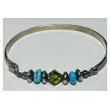 STERLING SILVER TURQUOISE BRACELET 10.7 GRS