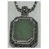 STERLING SILVER GEMSTONE PENDANT WITH 18INCH ROPE